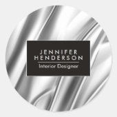 Zilver Metallic Abstract Ronde Sticker (Voorkant)