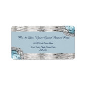 Zilver Metallic Blauw Diamant Adres Etiket (Voorkant)
