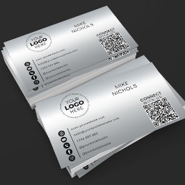 Zilver Metallic Effect QR-code Verbind met ons Visitekaartje