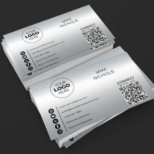 Zilver Metallic Effect QR-code Verbind met ons Visitekaartje