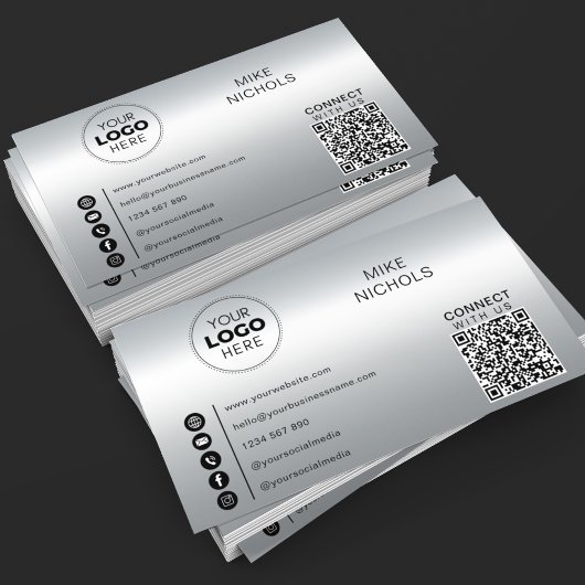 Zilver Metallic Effect QR-code Verbind met ons Visitekaartje