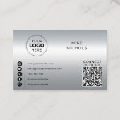 Zilver Metallic Effect QR-code Verbind met ons Visitekaartje (Voorkant)