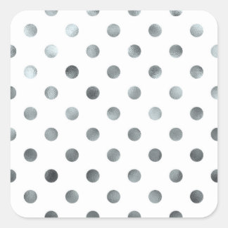 Zilver Metallic Faux Folie Polka Dot Wit Vierkante Sticker