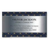 Zilver metallic | gestoffeerd leer magnetisch visitekaartje (Voorkant)