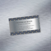 Zilver metallic | gestoffeerd leer magnetisch visitekaartje (Voorbeeld)