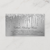 Zilver Metallic Glitter Druppels Reinigingsdienst Visitekaartje (Achterkant)