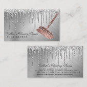 Zilver Metallic Glitter Druppels Reinigingsdienst Visitekaartje (Voorkant / Achterkant)