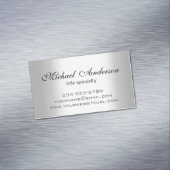 Zilver Metallic Gradient - Roestvrij staal look Magnetisch Visitekaartje (Voorbeeld)