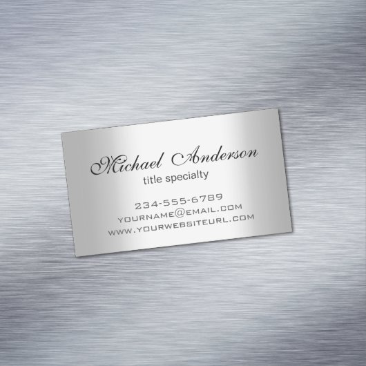 Zilver Metallic Gradient - Roestvrij staal look Magnetisch Visitekaartje (Voorbeeld)