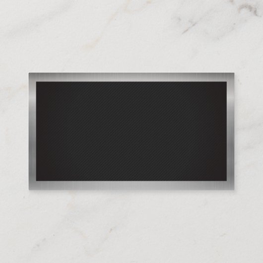 Zilver Metallic Lijst | Zwarte textuur | Monogram Visitekaartje (Achterkant)