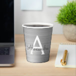 Zilver Metallic Stijlvolle Monogram Papieren Kopje Papieren Bekers<br><div class="desc">Silver Faux Metallic Elegant Monogram Verjaardag,  Huwelijk,  Vrijgezellenfeest of Bachelorette Party Cup. Deze verjaardagsfeest beker kan worden aangepast aan uw initiaal en voornaam op te nemen. Neem contact op met de ontwerper voor aangepaste overeenkomende items.</div>