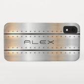 Zilver metallic textuur geometrisch mannelijk ontw Case-Mate iPhone case (Achterkant (horizontaal))