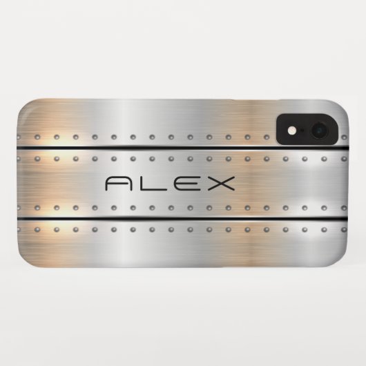 Zilver metallic textuur geometrisch mannelijk ontw Case-Mate iPhone case (Achterkant (horizontaal))