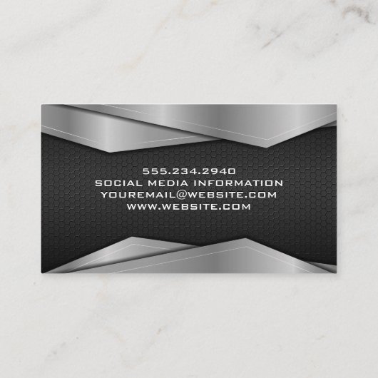 Zilver Metallic Trim | Achtergrond koolstof Visitekaartje (Achterkant)
