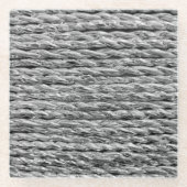 Zilver Metallic Wicker Patroon Glazen Onderzetter (Voorkant)