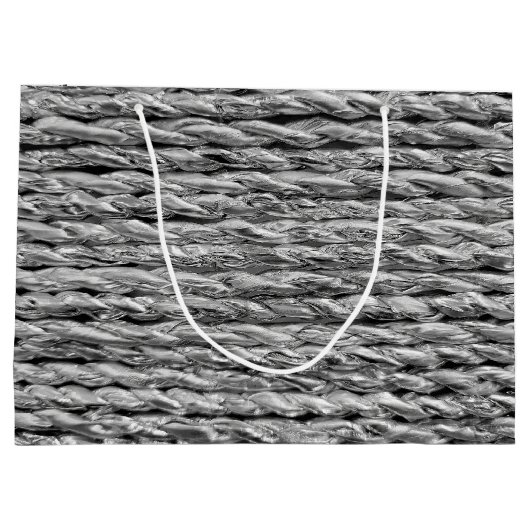 Zilver Metallic Wicker Patroon Groot Cadeauzakje (Achterkant)