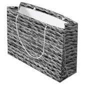 Zilver Metallic Wicker Patroon Groot Cadeauzakje (Achterkant Gekanteld)