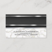 Zilver metallic | Witte marmeren metalen bekleding Visitekaartje (Achterkant)