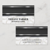 Zilver metallic | Witte marmeren metalen bekleding Visitekaartje (Voorkant / Achterkant)