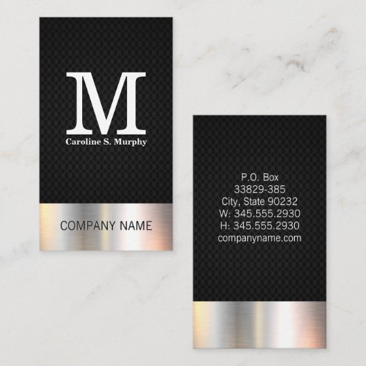 Zilver metallic | Zwart vlees Visitekaartje (Voorkant / Achterkant)