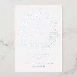 Zilver Minimalistische Boho Bloem Tuin Folie Uitnodiging