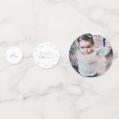 Zilver, Mint & Roze Winter Wonderland 1e Verjaarda Confetti (Voorkanten)