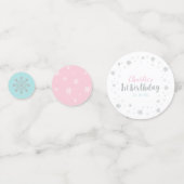 Zilver, Mint & Roze Winter Wonderland 1e Verjaarda Confetti (Achterkanten)