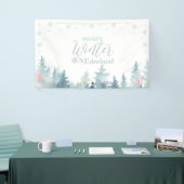 Zilver & Mint Winter Onederland 1e verjaardag Spandoek (Beurs)