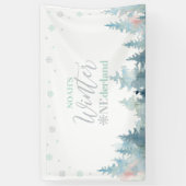 Zilver & Mint Winter Onederland 1e verjaardag Spandoek (Verticaal)