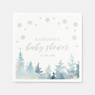 Zilver & Mint Winter Wonderland Sneeuw Baby Shower Servet