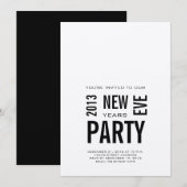 Zilver Modern 2013 New Years Eve Party Invitation Kaart (Voorkant / Achterkant)