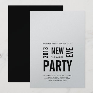 Zilver Modern 2013 New Years Eve Party Invitation Kaart