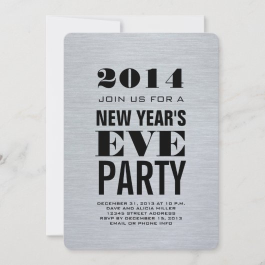 Zilver Modern 2014 Nieuwjaarsfeest Kaart (Voorkant)