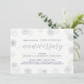Zilver | Modern Floral 25th Wedding Jubileum Kaart (Staand voorkant)