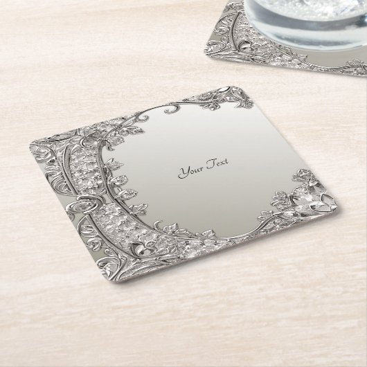 Zilver  Modern Papier Onderzetter (Schuin)