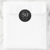 Zilver Modern Script 30e Verjaardagsfeestje Zwart Ronde Sticker (Tas)