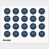 Zilver Modern Script 50ste Verjaardagsfeestje Navy Ronde Sticker (Vel)
