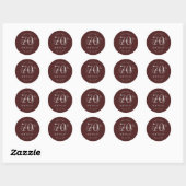 Zilver Modern Script 70ste verjaardagsfeest Burgun Ronde Sticker (Vel)