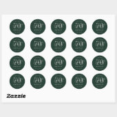 Zilver Modern Script 70ste Verjaardagsfeest Groen Ronde Sticker (Vel)