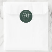 Zilver Modern Script 70ste Verjaardagsfeest Groen Ronde Sticker (Tas)