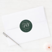 Zilver Modern Script 70ste Verjaardagsfeest Groen Ronde Sticker (Envelop)