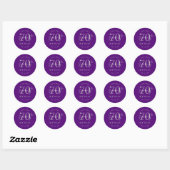 Zilver Modern Script 70ste verjaardagsfeest Paars Ronde Sticker (Vel)