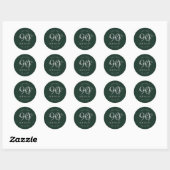 Zilver Modern Script 90ste Verjaardagsfeest Groen  Ronde Sticker (Vel)