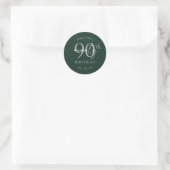 Zilver Modern Script 90ste Verjaardagsfeest Groen  Ronde Sticker (Tas)