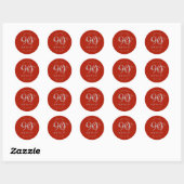 Zilver Modern Script 90ste Verjaardagsfeest Rood Ronde Sticker (Vel)