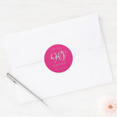 Zilver Modern Script 90ste Verjaardagsfeestje Hot Ronde Sticker (Envelop)