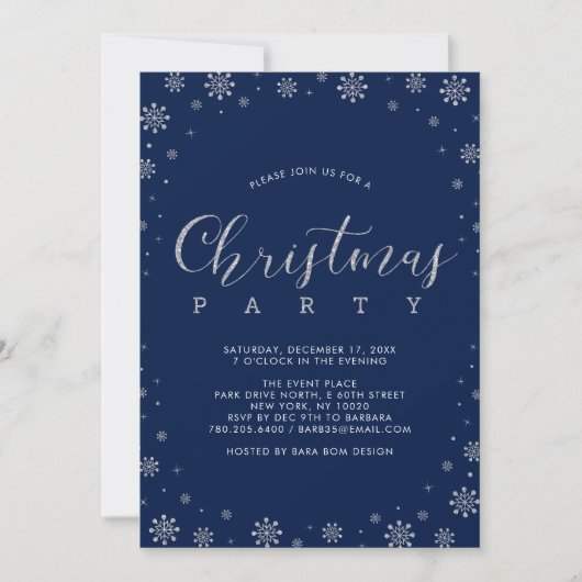 Zilver | Modern Snowflakes kerstfeest Kaart (Voorkant)