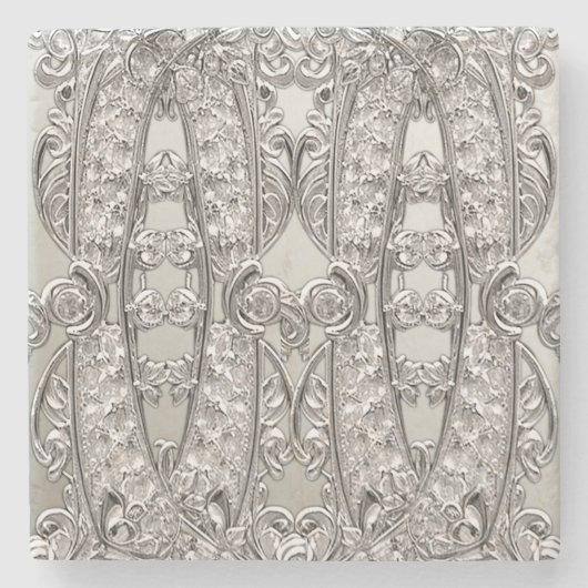 Zilver  Modern Stone Onderzetter (Voorkant)