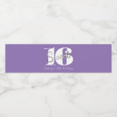 Zilver & modern, zoet 16 waterfles etiket (Enkel label)