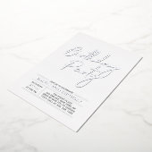 Zilver Moderne Borstel Manuscript Adult Birthday P Folie Uitnodiging (Gedraaid)